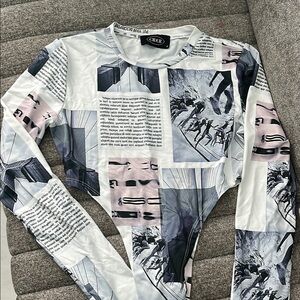 Cider Women's Graphic Long Sleeve Top - Black and White, S